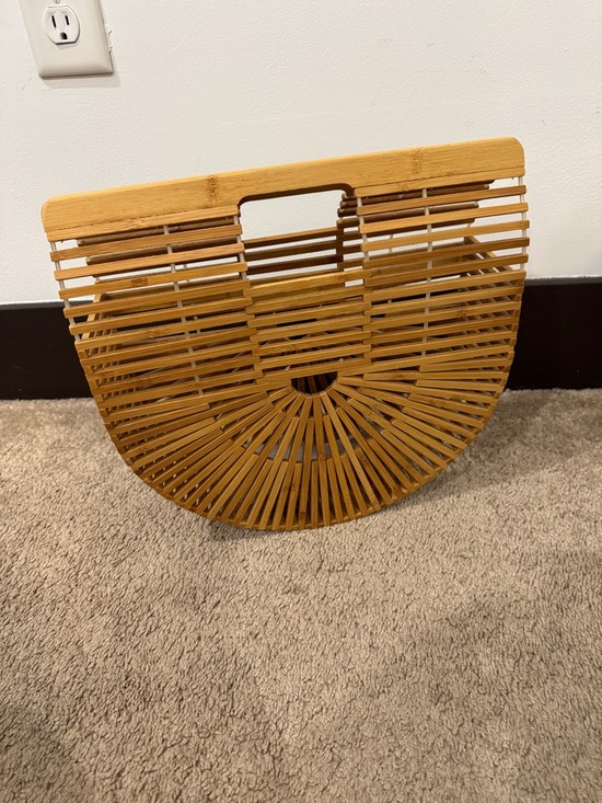 Handbags - Half-Moon Bamboo Cage Handbag - Natural Brown